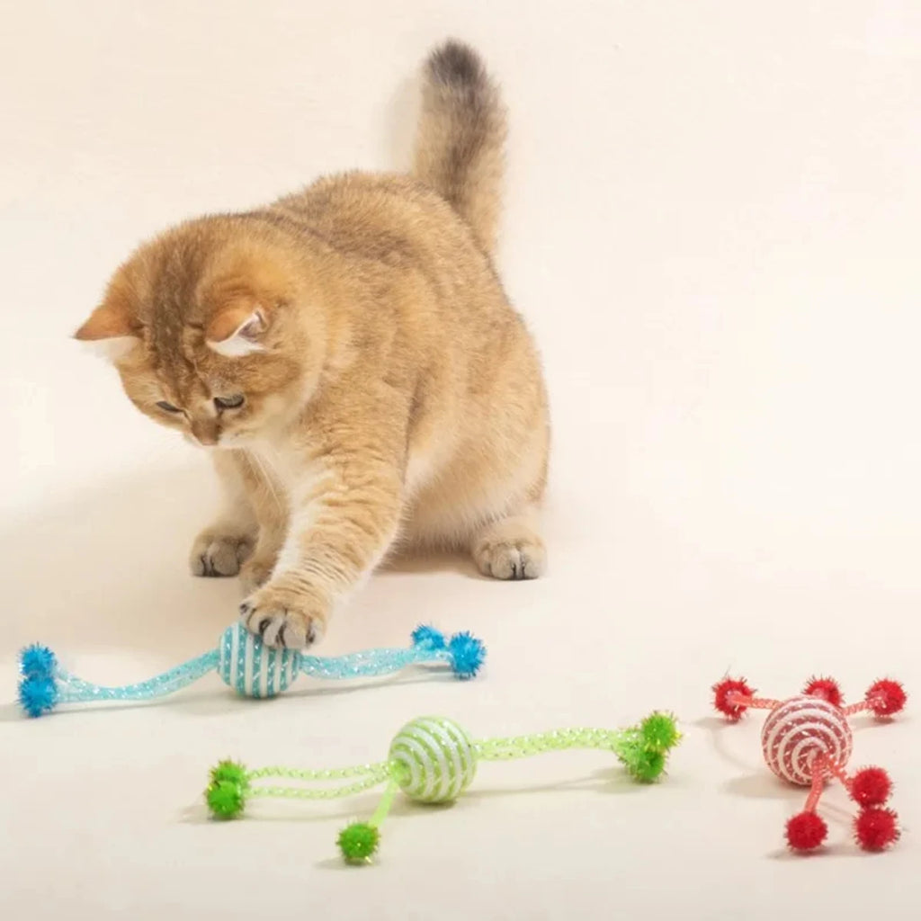Cat Toy for Cats Network Tube Wrapping Rope Ball Kitten Self Hi Toy Playing Six Claw Ball Cat Toys Interactive