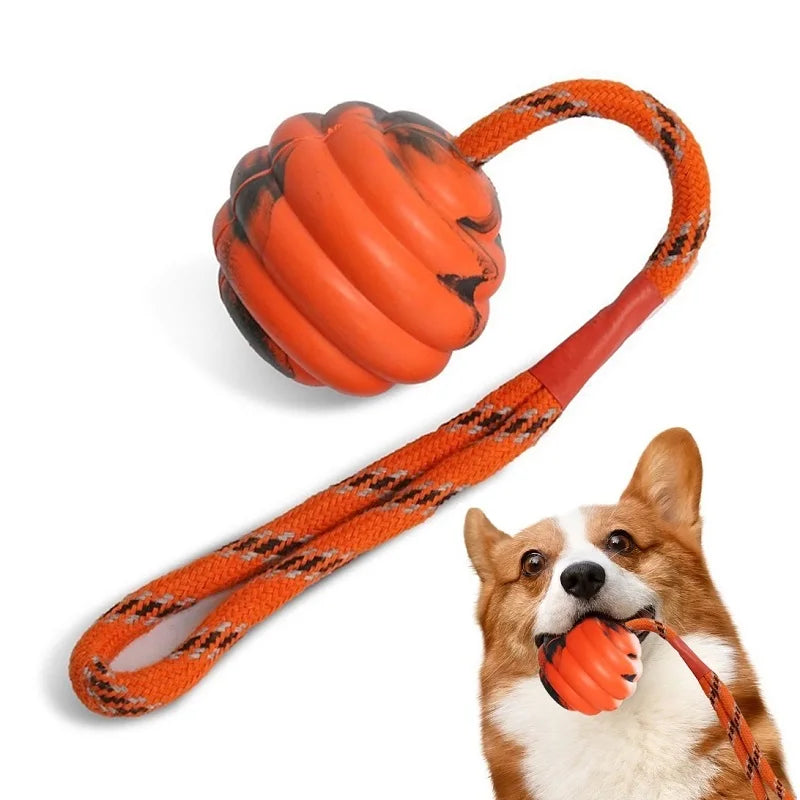 Zoomie Pawz Interactive Rubber Ball Rope Dog Toy