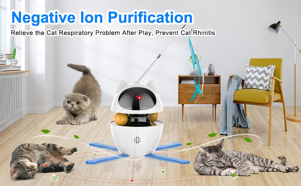 4 in 1 Cat Toys Indoor Electric Interactive Toys with Ball and Feather Automatic Chasing Exercising Laser Toy USB charging