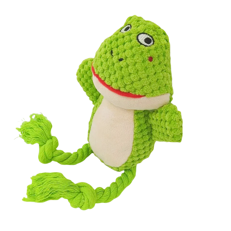 Zoomie Paws Cute Animal Squeaky Knot Rope Dog Toy