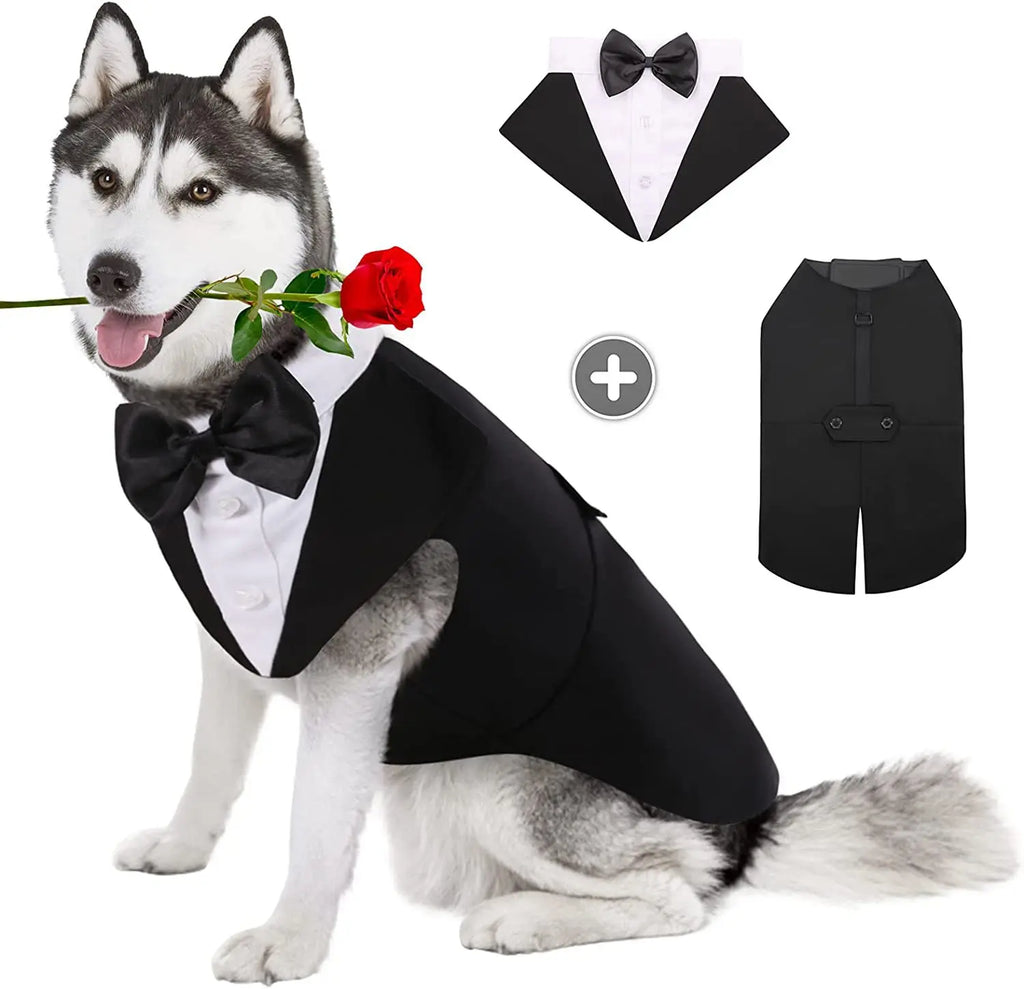 Zoomie Pawz Formal Suit and Bow Tuxedo Shirt For Dogs