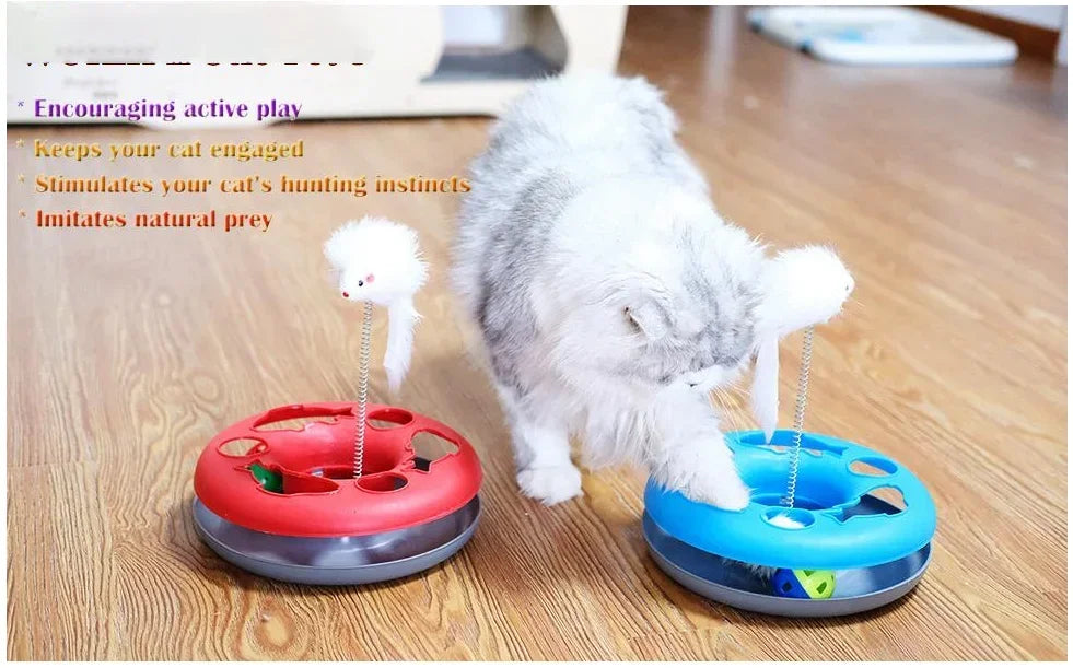 Funny Cat Toys for Indoor Cats Interactive Kitten Toys Roller Tracks with Catnip Spring Pet Toy with Exercise Balls Teaser Mouse