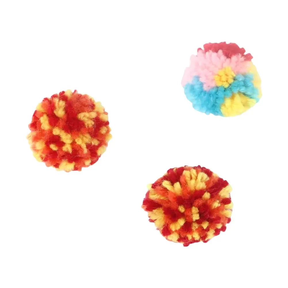Funny Cat Toys Colorful Woolen Ball Interactive Boredom Relief Kitten Toy Chasing Indoor Playing Plush Balls Pet Supplies