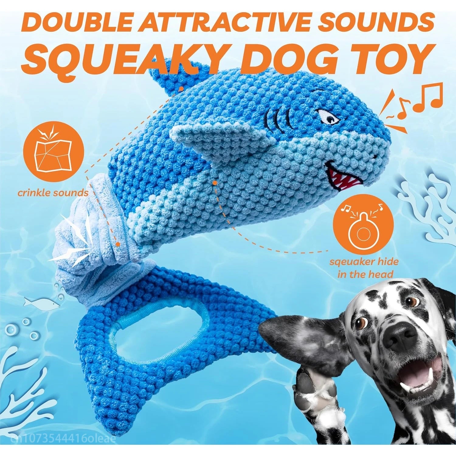 Zoomie Pawz Shark or Octopus Squeaky Plush Dog Toy