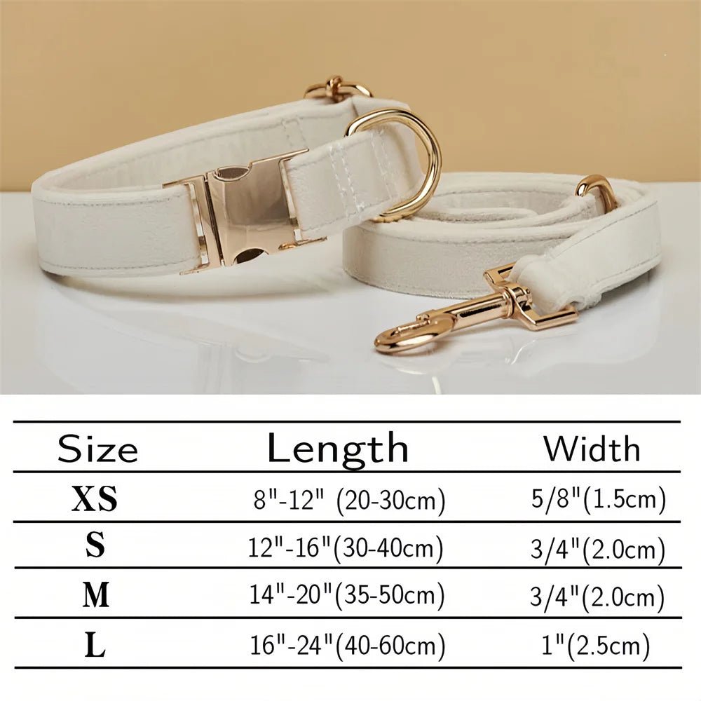 Zoomie Pawz Velvet Personalized Dog Collar and Leash Set