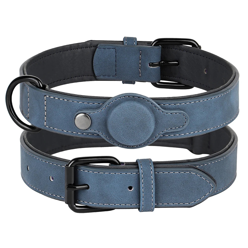 Zoomie Pawz Leather Anti-lost Tag Dog Collar