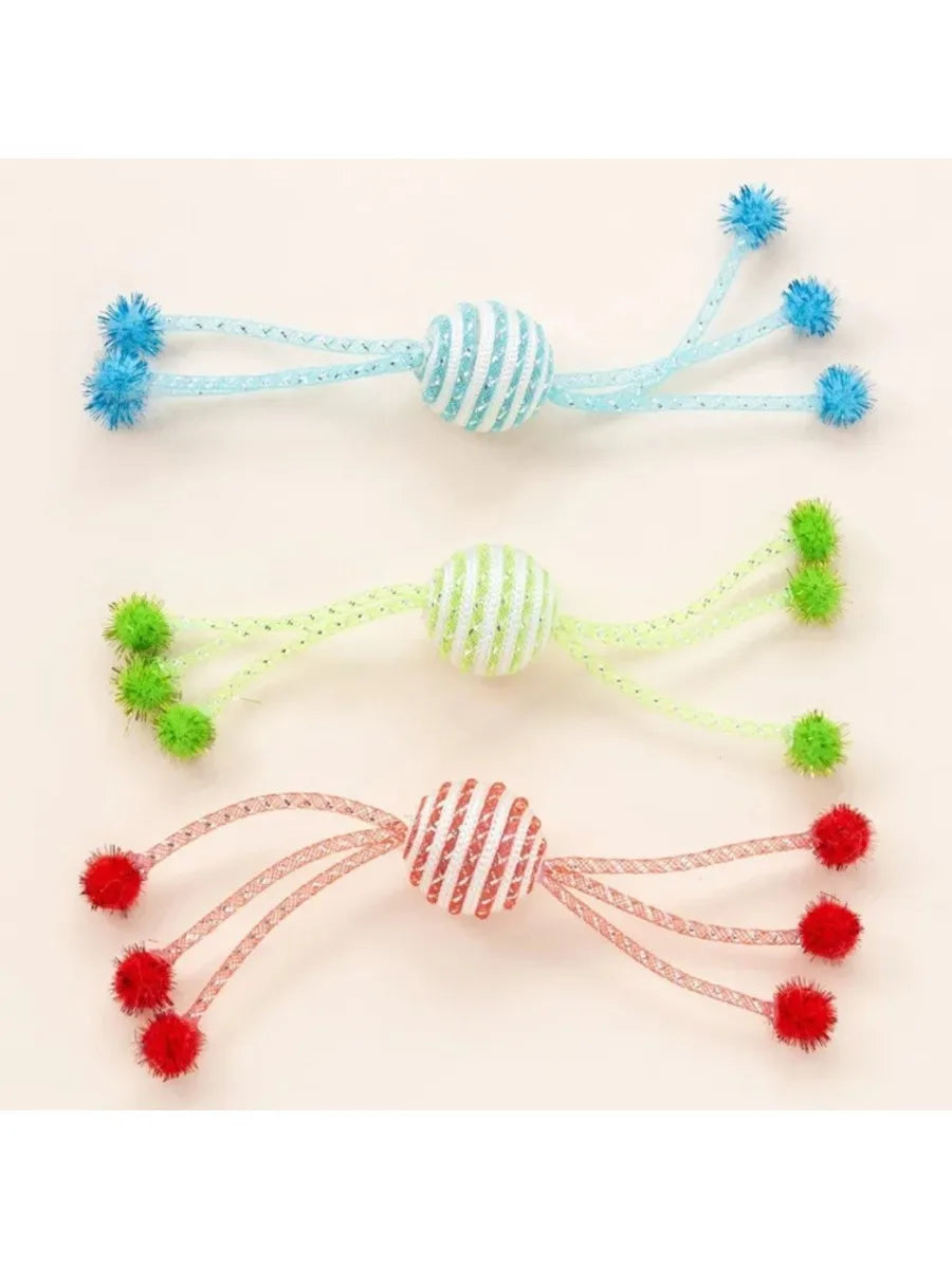 Cat Toy for Cats Network Tube Wrapping Rope Ball Kitten Self Hi Toy Playing Six Claw Ball Cat Toys Interactive