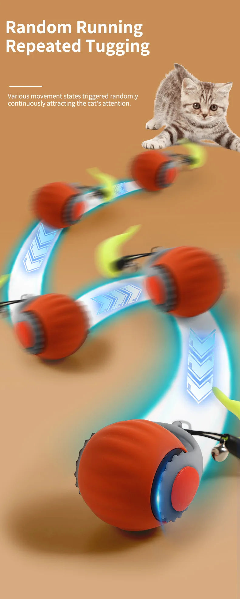 Pet teasing cat ball smart cat toy rolling ball electric cat toy self-hi boredom chug ball