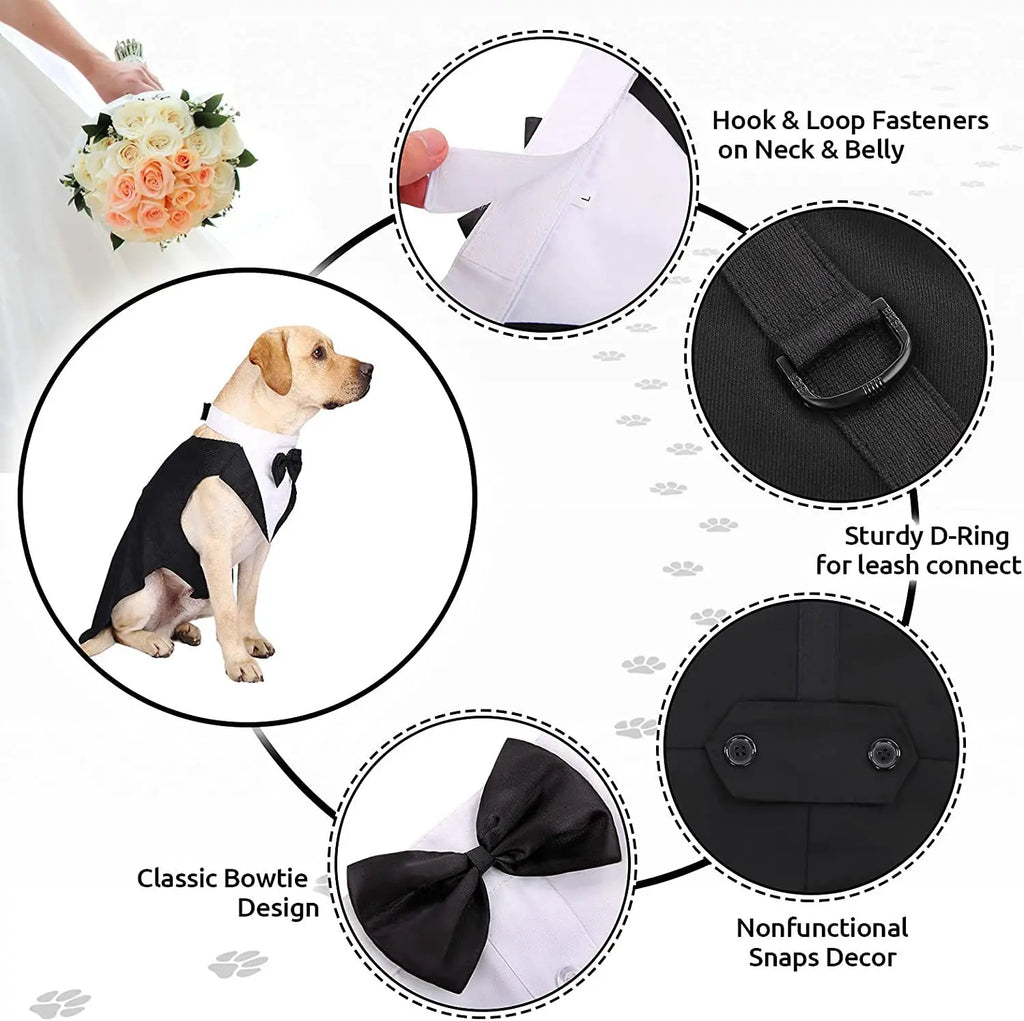 Zoomie Pawz Formal Suit and Bow Tuxedo Shirt For Dogs