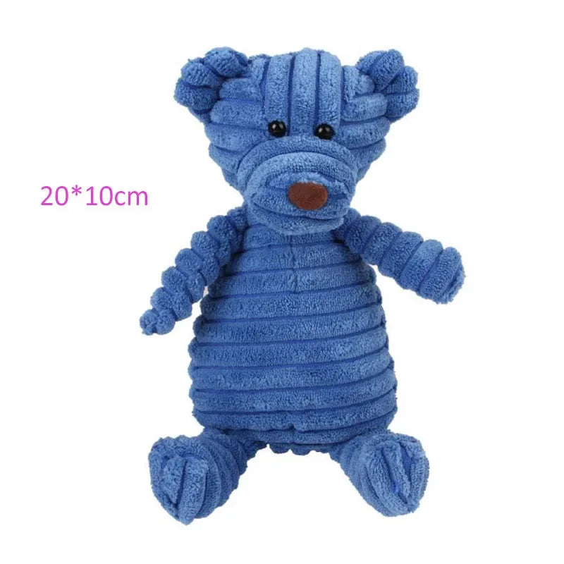 Zoomie Pawz Corduroy Squeaky Zoo Animal Dog Toys