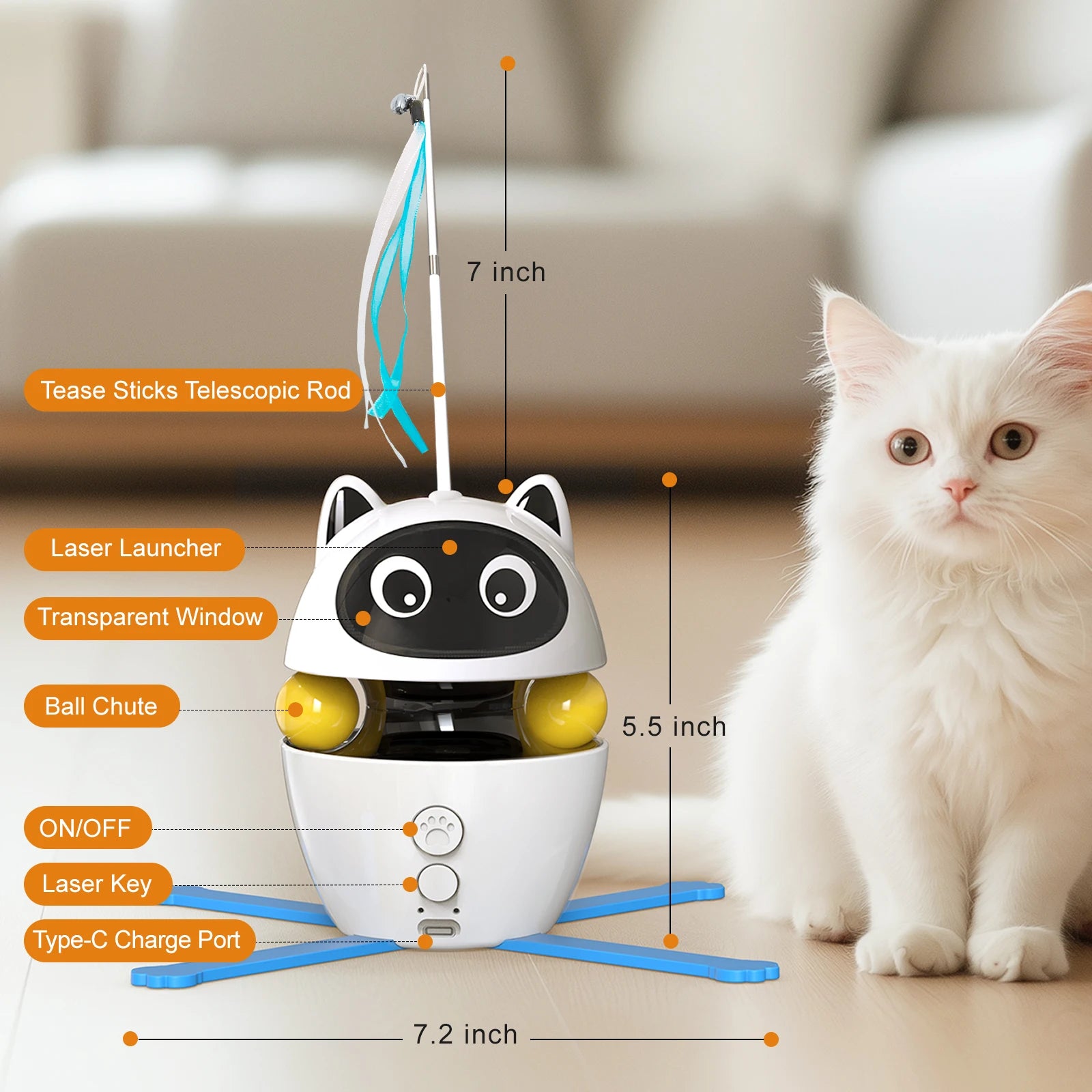 4 in 1 Cat Toys Indoor Electric Interactive Toys with Ball and Feather Automatic Chasing Exercising Laser Toy USB charging