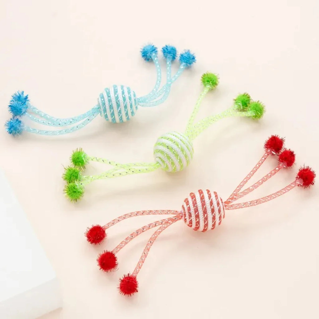 Cat Toy for Cats Network Tube Wrapping Rope Ball Kitten Self Hi Toy Playing Six Claw Ball Cat Toys Interactive