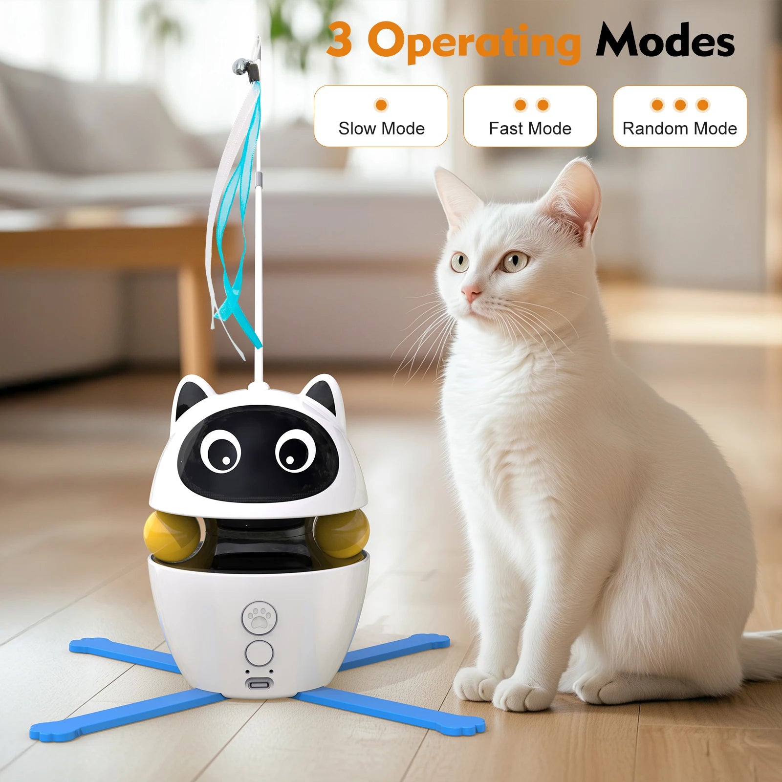 4 in 1 Cat Toys Indoor Electric Interactive Toys with Ball and Feather Automatic Chasing Exercising Laser Toy USB charging