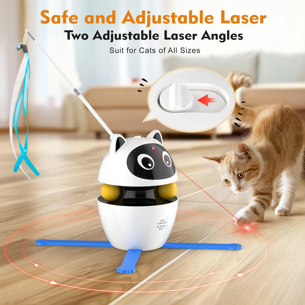 4 in 1 Cat Toys Indoor Electric Interactive Toys with Ball and Feather Automatic Chasing Exercising Laser Toy USB charging