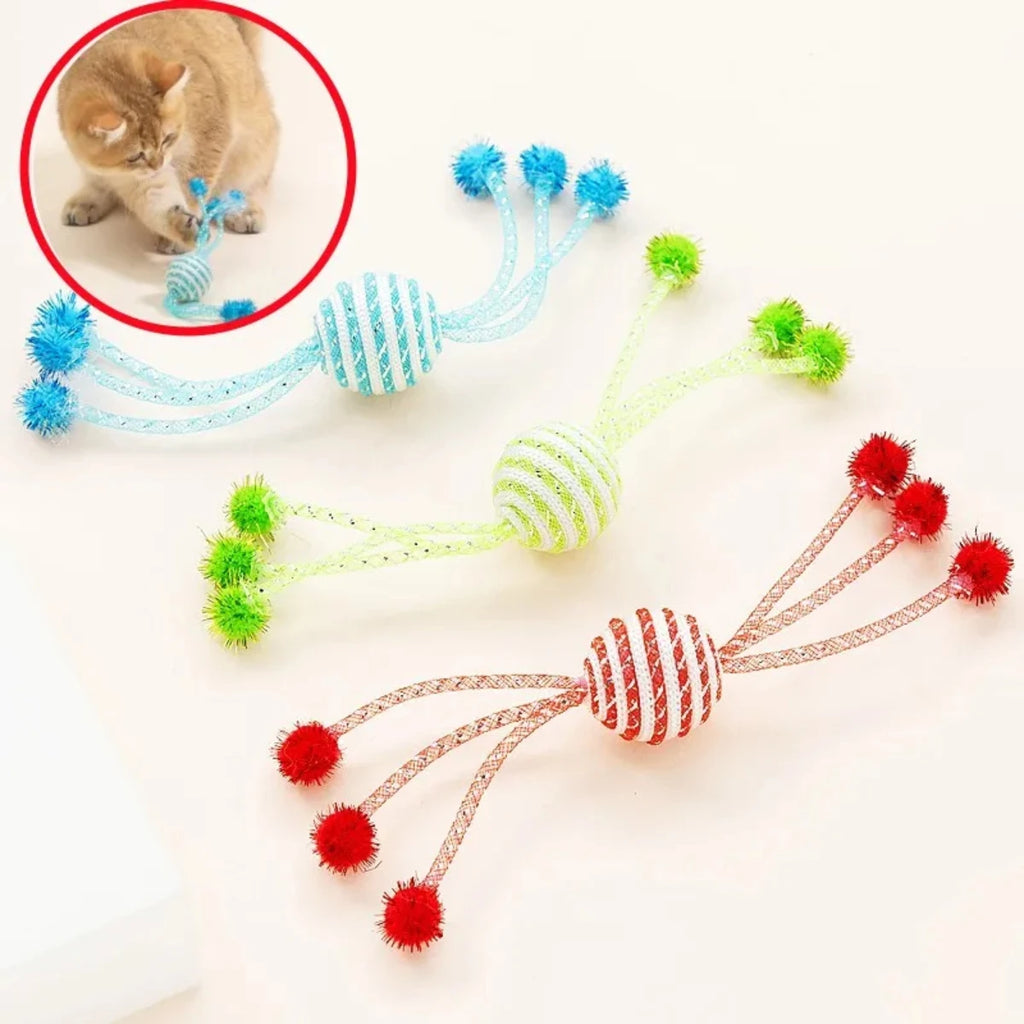 Cat Toy for Cats Network Tube Wrapping Rope Ball Kitten Self Hi Toy Playing Six Claw Ball Cat Toys Interactive