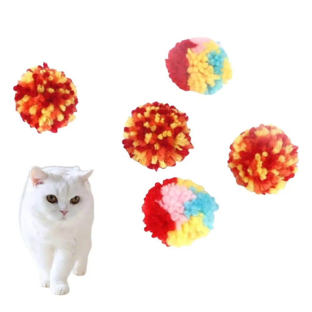 Funny Cat Toys Colorful Woolen Ball Interactive Boredom Relief Kitten Toy Chasing Indoor Playing Plush Balls Pet Supplies