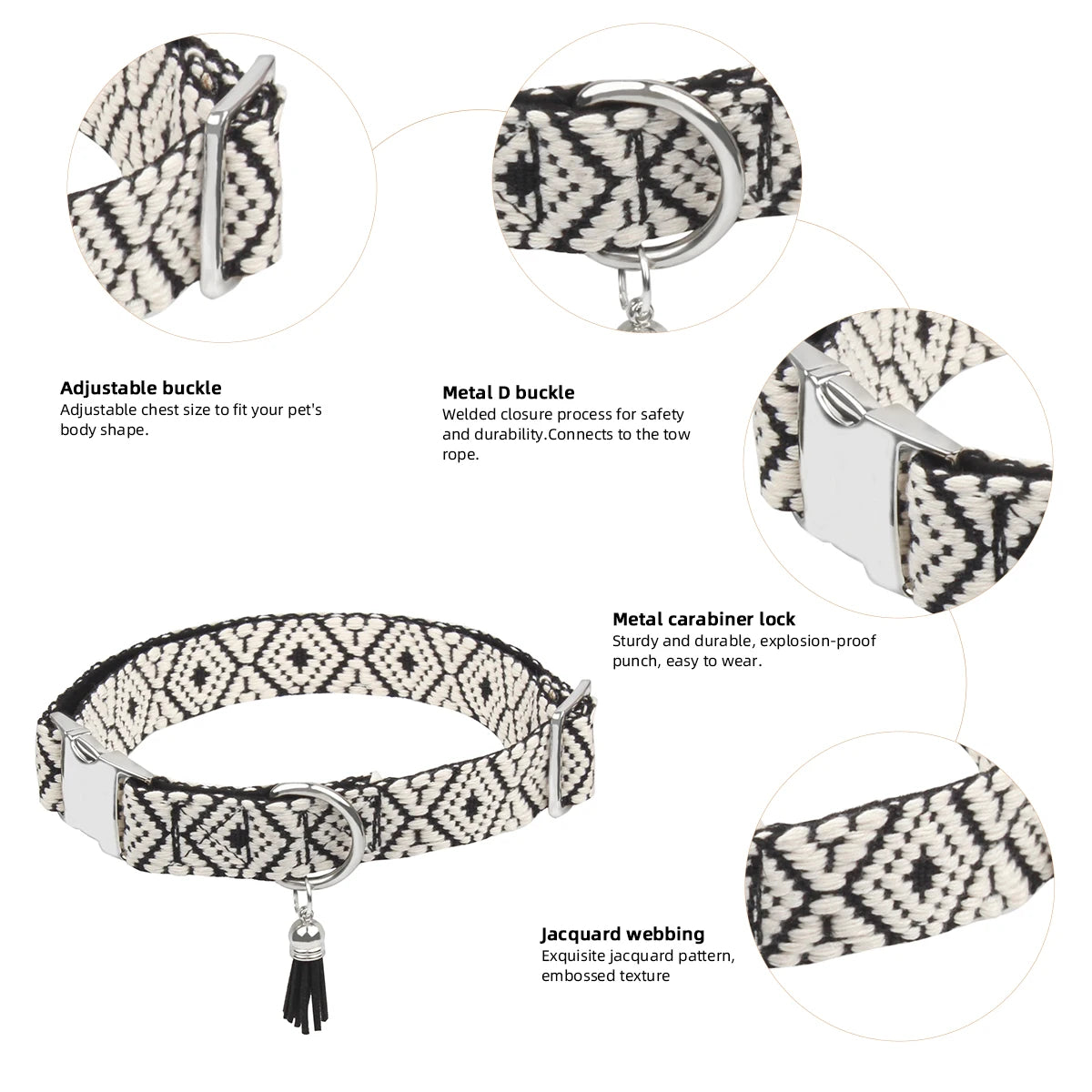 Zoomie Pawz Hand-Woven Diamond Pattern Dog Collar