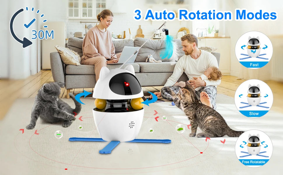 4 in 1 Cat Toys Indoor Electric Interactive Toys with Ball and Feather Automatic Chasing Exercising Laser Toy USB charging