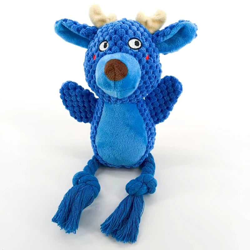 Zoomie Paws Cute Animal Squeaky Knot Rope Dog Toy