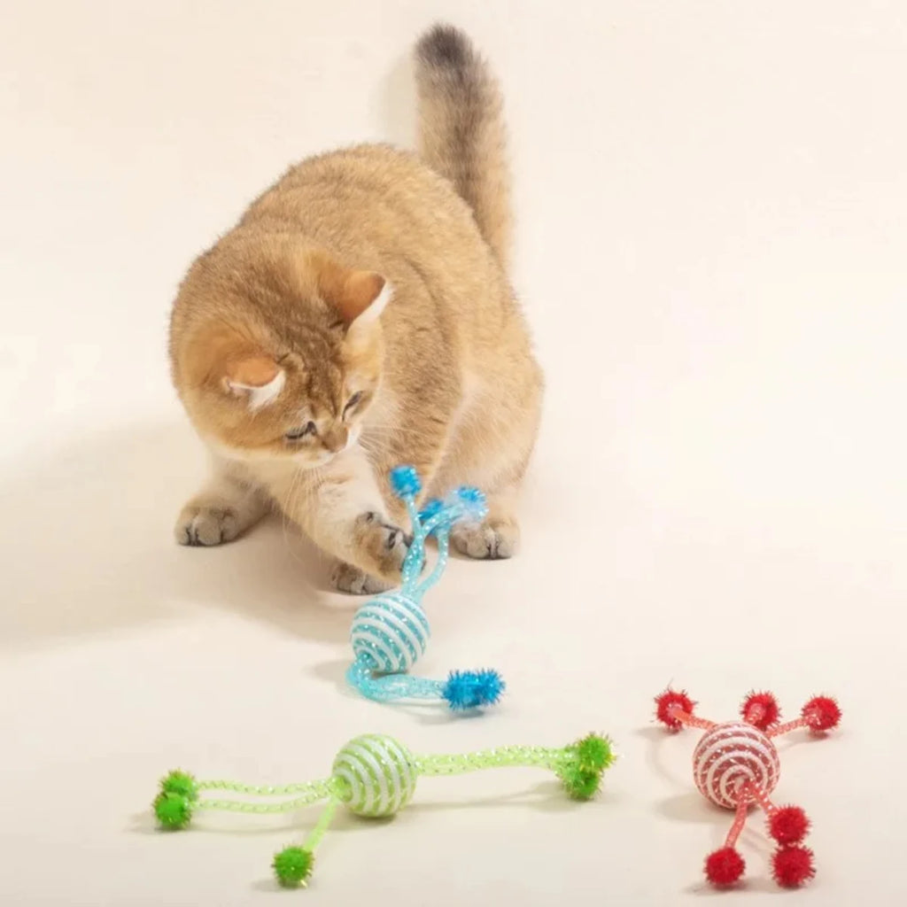 Cat Toy for Cats Network Tube Wrapping Rope Ball Kitten Self Hi Toy Playing Six Claw Ball Cat Toys Interactive