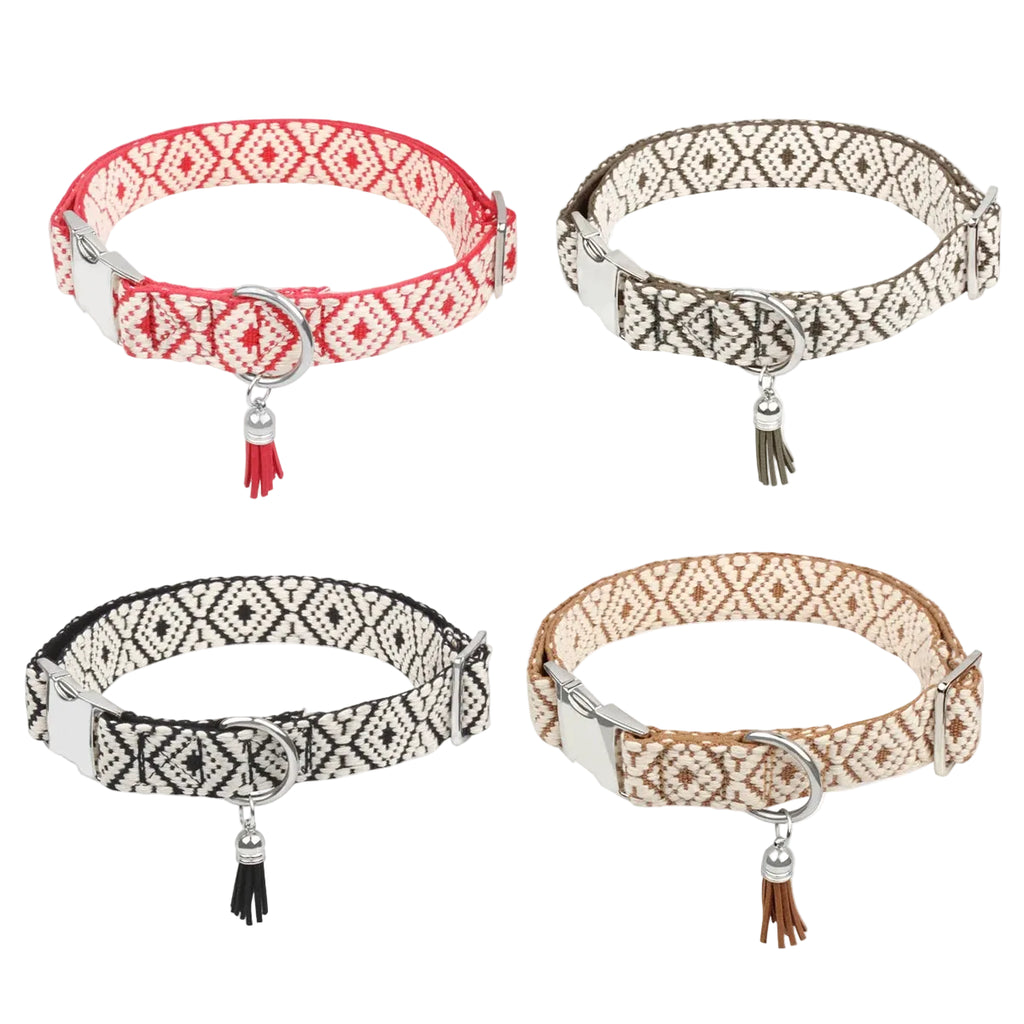 Zoomie Pawz Hand-Woven Diamond Pattern Dog Collar