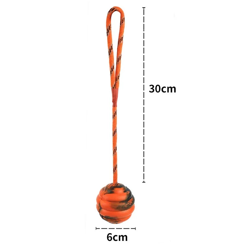 Zoomie Pawz Interactive Rubber Ball Rope Dog Toy