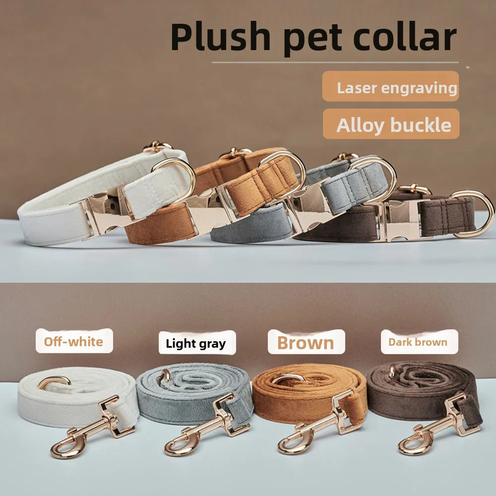 Zoomie Pawz Velvet Personalized Dog Collar and Leash Set
